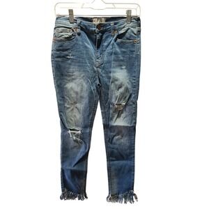 Free People Distressed‎ And Frayed Hem Jean Women's 27 Blue